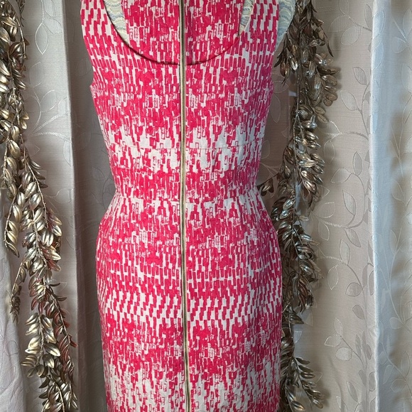 Just Taylor Pink White Sleeveless Sheath Dress Size 10 Two-Way Back Zip - Picture 3 of 10
